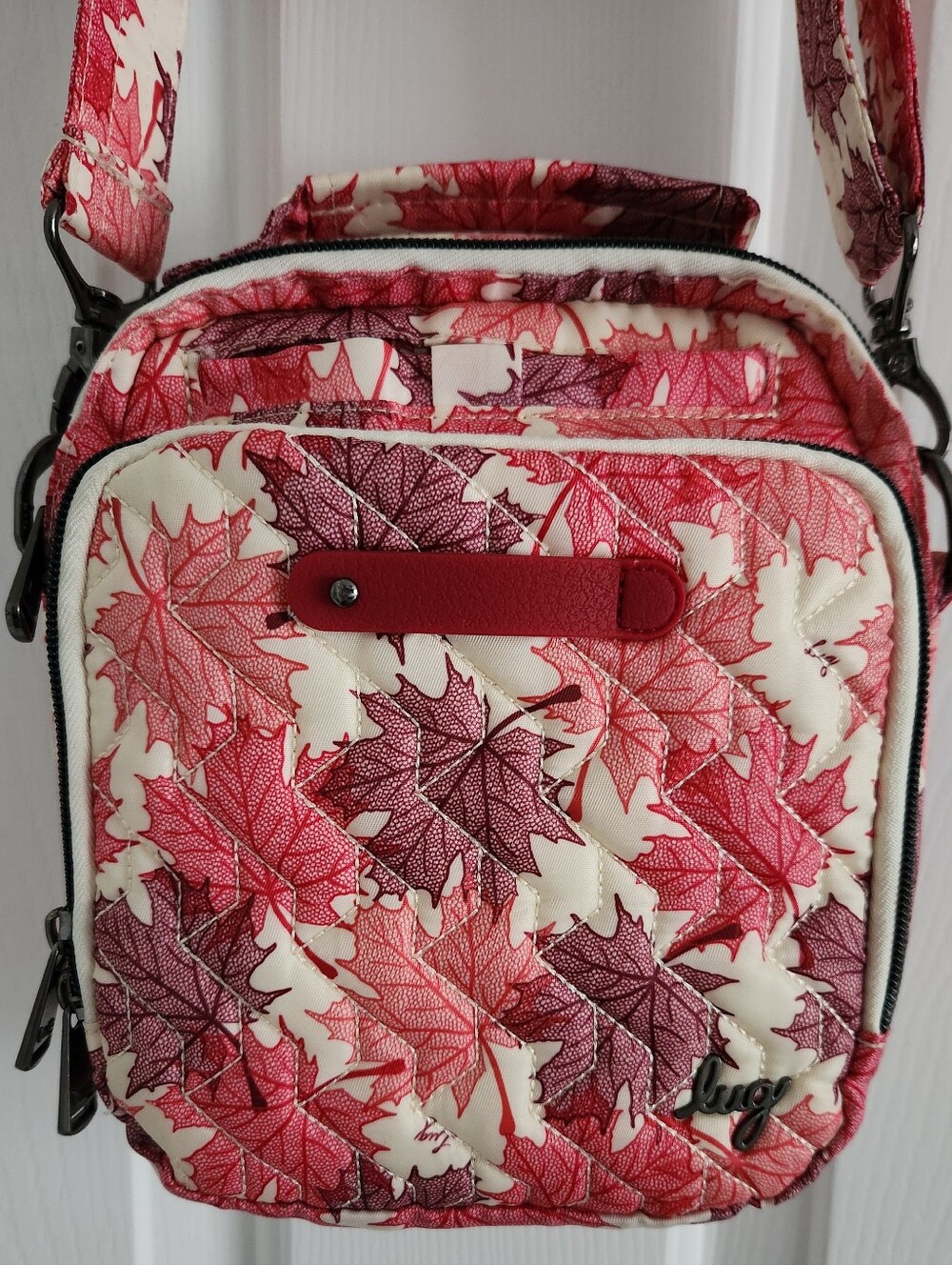 Lug Skeeter Leaf-Print Crossbody Bag Pinks And Cream Color - Picture 2 of 14